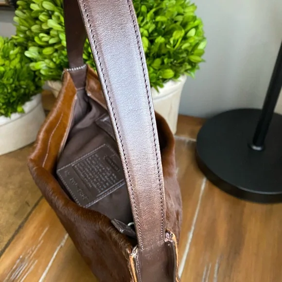 2002 Coach Vintage Y2K Brown Calfhair Stitched Shoulder Bag - Picture 9 of 16